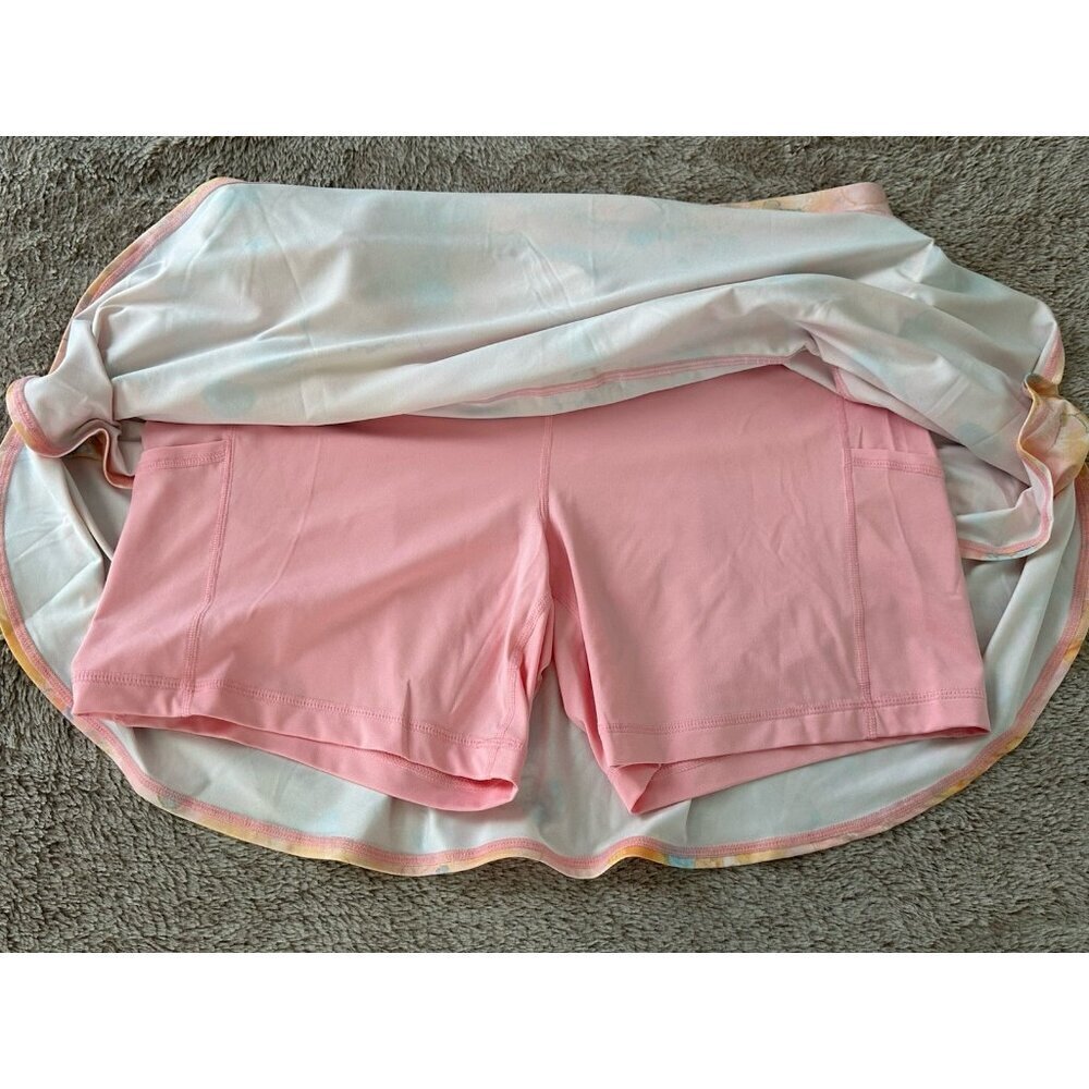 ID Ideology Plus Size Dreamy Bubble-Printed Tiered Flounce Pull-on Skort Pink - Picture 9 of 16